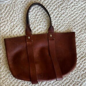 Clare V Tropezienne Brown Leather Tote